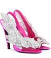 Balenciaga Embellished Slingback Sandal In Rose Fuchsia/ Crystal