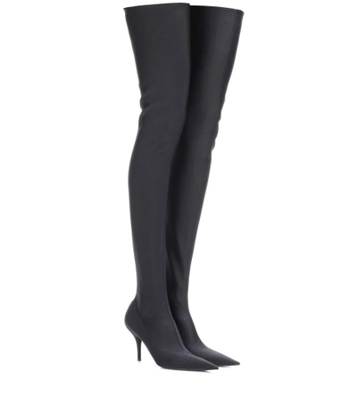 Balenciaga 80mm Knife Spandex Over The Knee Boots In Black