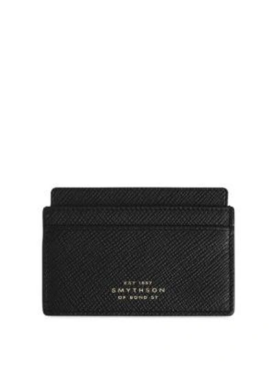 Smythson Panama Leather Card Case In Black