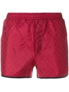 Gucci Monogram Bee Embroidery Swim Shorts In 6495 Red/blue
