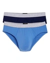 Hanro Stretch Cotton Essential Briefs, Pack Of 2 In Middle Blue/deep Cobalt