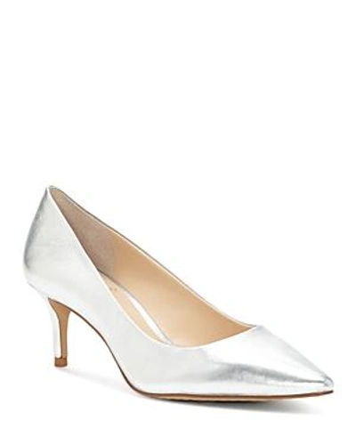 Vince Camuto Women's Kemira Leather Pointed Toe Mid Heel Pumps In Ice