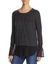 DESIGN HISTORY CABLE-KNIT FAUX UNDERLAY SWEATER,ZTS0912083X