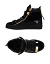 Giuseppe Zanotti Coby High-top Velvet Trainers In Dark Blue