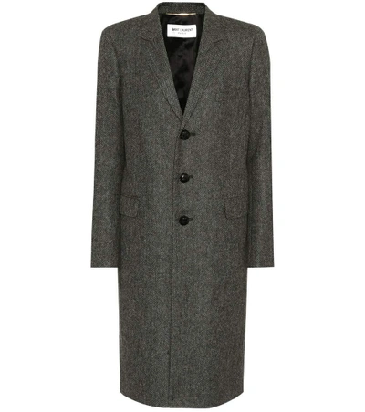 Saint Laurent Wool Coat In Grey