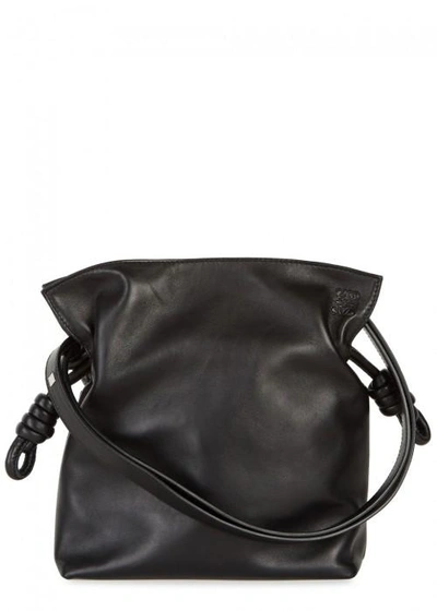 Loewe Flamenco Knot Small Leather Shoulder Bag In Black