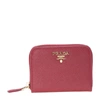 Prada Logo Plaque Zip Around Wallet In Red