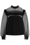 MIU MIU RUFFLED POINT D'ESPRIT TULLE BLOUSE