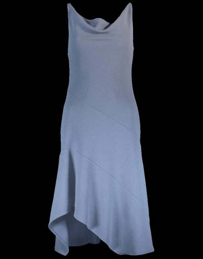 Narciso Rodriguez Sleeveless Cowl-neck Seamed Handkerchief Dress In Blue