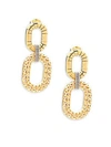 SAKS FIFTH AVENUE MADE IN ITALY 14K YELLOW GOLD DOUBLE OVAL DANGLE EARRINGS,0400096238548