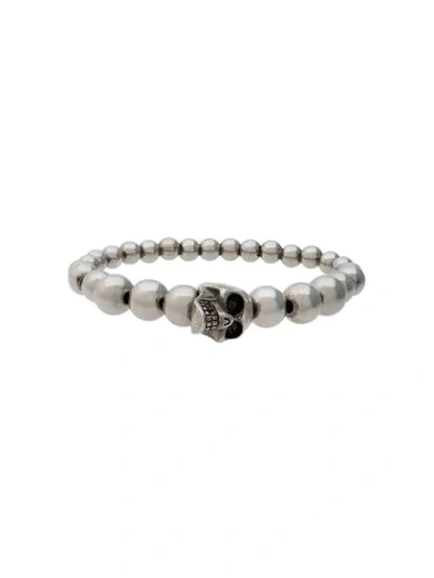Alexander Mcqueen Skull Multibeaded Bracelet In Metallic