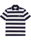 Gucci Striped Bee-embroidered Polo Shirt In Ink/white