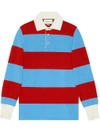 GUCCI STRIPED POLO WITH THANATOS EMBROIDERY,495971X9M3912562427
