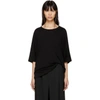 Y'S YS BLACK DRAPE T-SHIRT,YE-T15-675