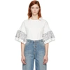 SEE BY CHLOÉ SEE BY CHLOE OFF-WHITE RUFFLE SLEEVE T-SHIRT,CHS18SJH26101104