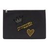 DOLCE & GABBANA DOLCE AND GABBANA BLACK CROWN AND HEART POUCH,BP2182AH447