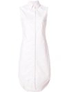 Thom Browne Button Down Sleeveless Shirt Dress With Grosgrain Placket In Neutrals