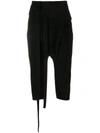 Saint Laurent Cropped Leather Trousers In Black