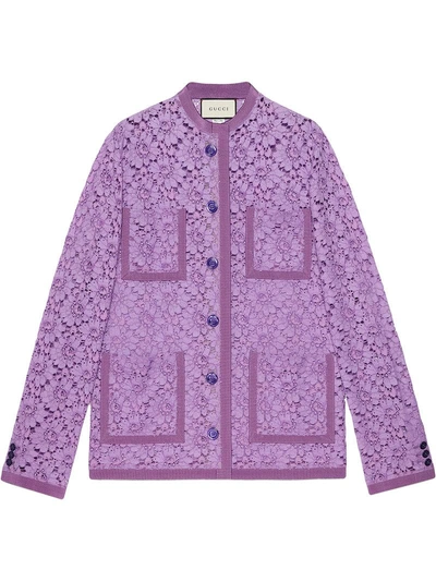 Gucci Cotton-blend Lace Cardigan In Purple