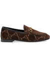 Gucci Black Velvet Jordaan Loafers In Brown