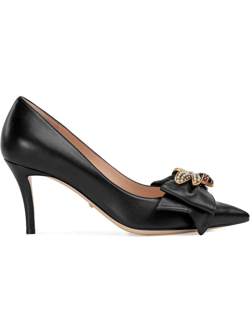 gucci black pumps with bow