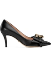 GUCCI LEATHER MID-HEEL PUMP WITH BOW,496641BKO0012562406
