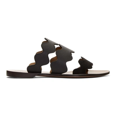 Chloé Lauren Suede And Leather Slides In Black