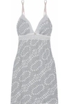 EBERJEY WOMAN LACE-TRIMMED PRINTED MODAL-BLEND CHEMISE LIGHT GRAY,GB 4772211930079815