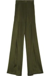 BALMAIN WOMAN STRETCH-KNIT FLARED PANTS ARMY GREEN,US 4772211931766550