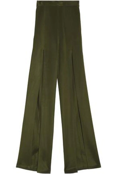 Balmain Woman Stretch-knit Flared Trousers Army Green