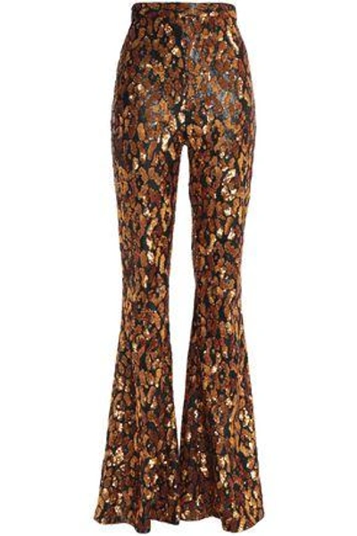 Balmain Woman Sequinned Flared Trousers Gold
