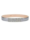 MOSCHINO Metallic Logo Leather Belt