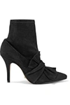 SCHUTZ WOMAN GORCHA BOW-EMBELLISHED SUEDE ANKLE BOOTS BLACK,US 4772211932023845