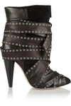 ISABEL MARANT WOMAN ALEEN BELTED LEATHER AND SUEDE ANKLE BOOTS BLACK,US 367268775764887