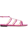 JIMMY CHOO WOMAN DOODLE PATENT-LEATHER SANDALS MAGENTA,US 1071994536935805