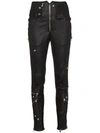 ALEXANDER MCQUEEN LEATHER HIGH WAISTED SKINNY TROUSERS WITH ZIP DETAIL,507759Q5KUG12485539