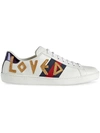 GUCCI ACE EMBROIDERED SNEAKER,497090DOPE012562682