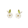 Poporcelain Porcelain Strawberry Flower Stud Earrings
