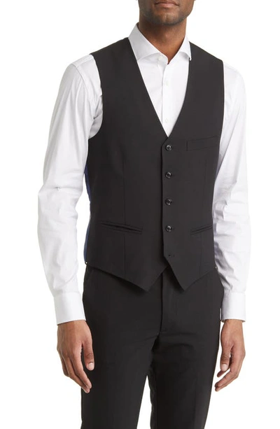 Ted Baker Slim Fit Solid Wool Vest In Black