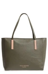 TED BAKER SARAHH LEATHER SHOPPER - GREEN,XH8W-XB37-SARAHH