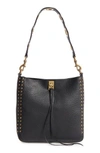 REBECCA MINKOFF SMALL DARREN DEERSKIN LEATHER FEED BAG - BLACK,HH17FDNE09