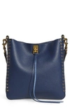 REBECCA MINKOFF SMALL DARREN DEERSKIN LEATHER FEED BAG - BLUE,HH17TDNE09