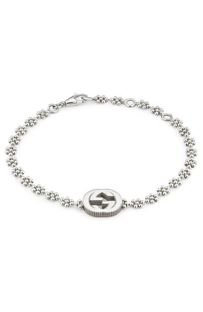 Gucci Sterling Silver Small Interlocking G Cluster Chain Bracelet
