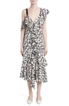 PROENZA SCHOULER RUFFLE PRINT SILK MIDI DRESS,R182350BSP13220899