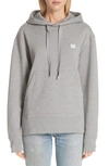 Acne Studios Ferris Face Unisex Hoodie In Light Grey Melange