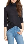 Madewell Whisper Cotton Turtleneck Top In Metallic Navy