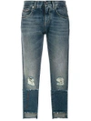DOLCE & GABBANA cropped distressed double denim jeans,FTA0PZG8V4712549263