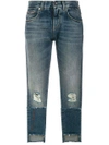 Dolce & Gabbana Deconstructed Logo Patch Jeans In Blue