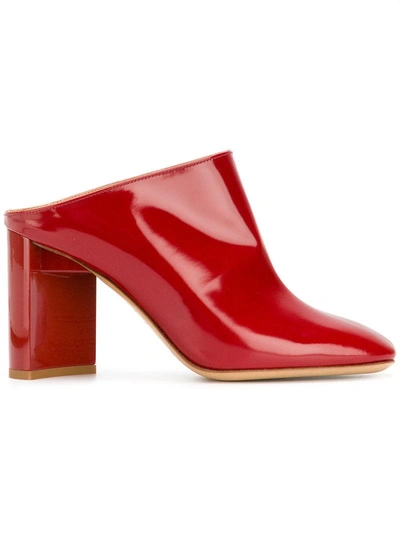 Maison Margiela Patent Leather Mules In Red