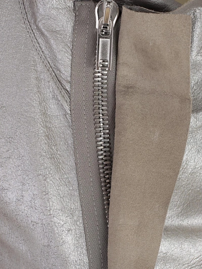 Rick Owens Leather Jacket In Silver
